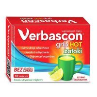 Verbascon Grip Hot Zatoki saszetki z proszkiem o smaku cytrynowo-miętowym, 10 szt.