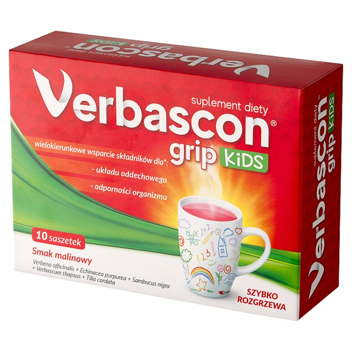 Verbascon Grip Kids saszetki na przeziębienie i grypę dla dzieci, 10 szt.