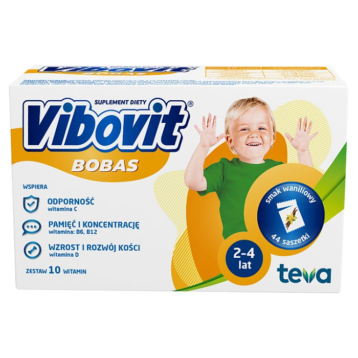 Vibovit Bobas saszetki z proszkiem smak waniliowy, 44 szt.