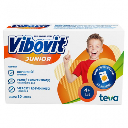 Vibovit Junior saszetki na odporność o smaku pomarańczowym, 14 szt.