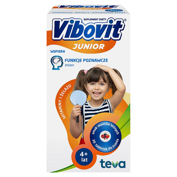 Vibovit Junior Witaminy + Żelazo pastylki, 30 szt.