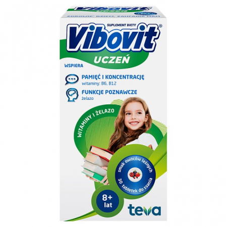 Vibovit UCZEŃ Witaminy + Żelazo 30 pastyl.
