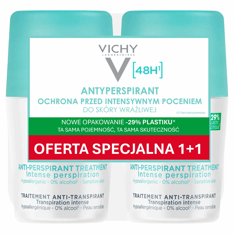 Vichy Antyperspirant 48 h Przeciw intensywnemu poceniu roll-on, 2 szt. x 50 ml