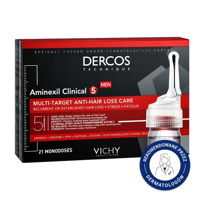 Vichy Dercos Aminexil Clinical 5 kuracja przeciw wypadaniu włosów, 21 ampułek