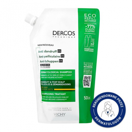 Vichy Dercos DS szampon przeciwłupieżowy do włosów suchych refill, 500 ml
