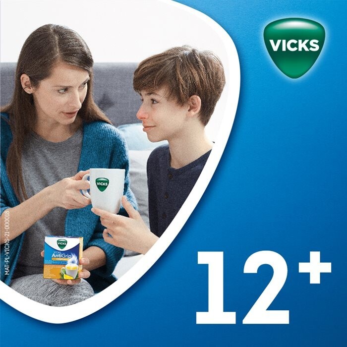 Vicks AntiGrip Complex (smak cytrynowo-mentolowy) 10 saszetek do sporządzenia roztworu / Przeziębienie/Grypa