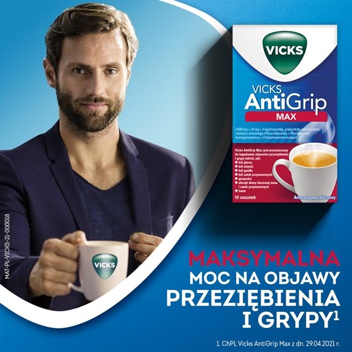 Vicks AntiGrip Max 10 saszetek z proszkiem do sporządzenia roztworu