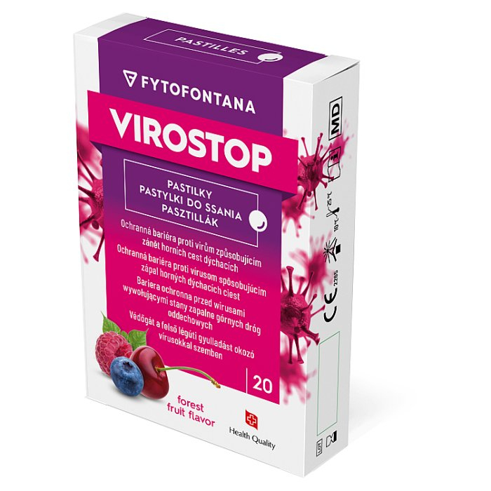 ViroStop pastylki do ssania na gardło o smaku owoców leśnych, 20 szt.
