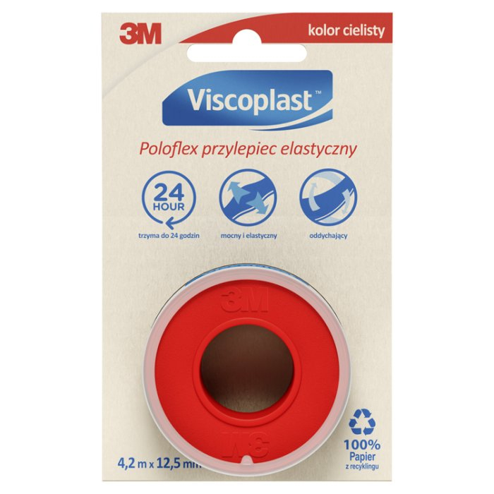 Viscoplast Poloflex przylepiec elastyczny 12,5 mm x 4,2 m cielisty, 1 szt.