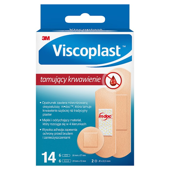 VISCOPLAST TAMUJĄCY KRWAWIENIE Zestaw plastrów (3 rozmiary) 14 szt.