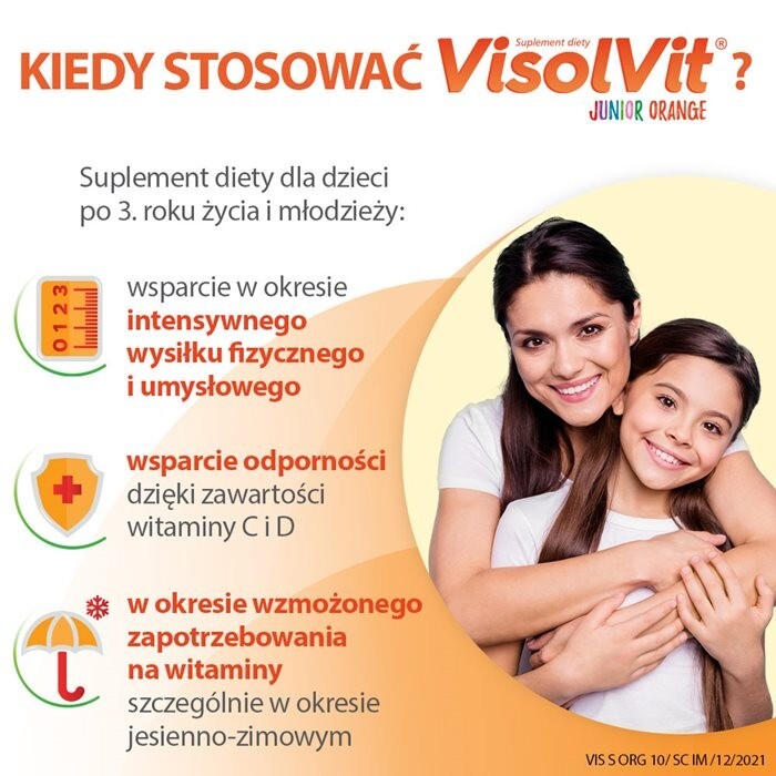 VisolVit Junior Orange musujący proszek o smaku pomarańczowym 10 saszetek