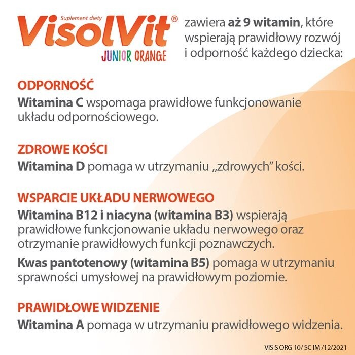 VisolVit Junior Orange musujący proszek o smaku pomarańczowym 10 saszetek