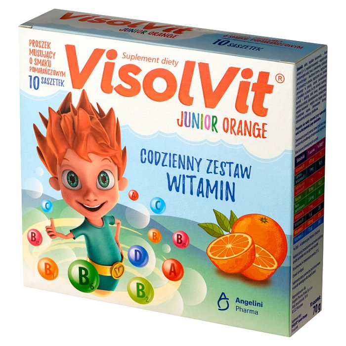 VisolVit Junior Orange musujący proszek o smaku pomarańczowym 10 saszetek
