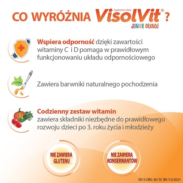 VisolVit Junior Orange musujący proszek o smaku pomarańczowym 30 saszetek