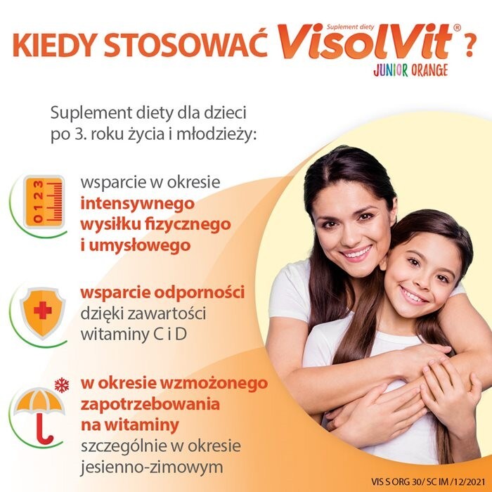 VisolVit Junior Orange musujący proszek o smaku pomarańczowym 30 saszetek