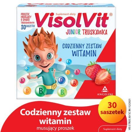 VisolVit Junior Truskawka musujący proszek o smaku truskawkowym 30 saszetek