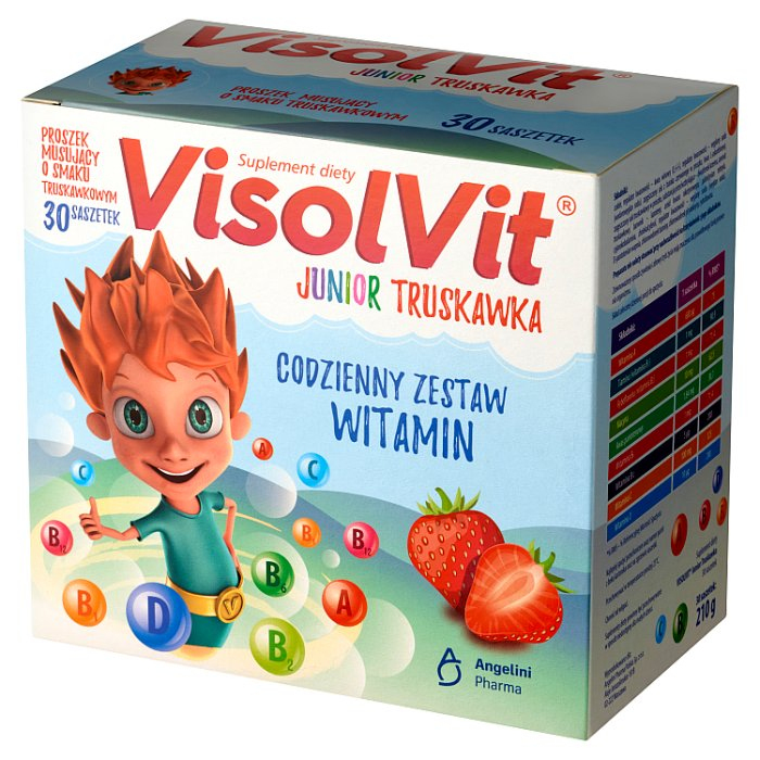 VisolVit Junior Truskawka musujący proszek o smaku truskawkowym 30 saszetek