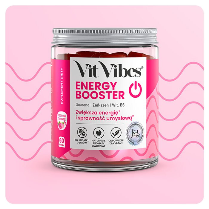 Vit Vibes Energy Booster żelki o smaku truskawkowym, 60 szt.