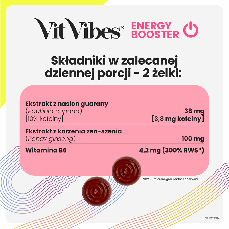 Vit Vibes Energy Booster żelki o smaku truskawkowym, 60 szt.