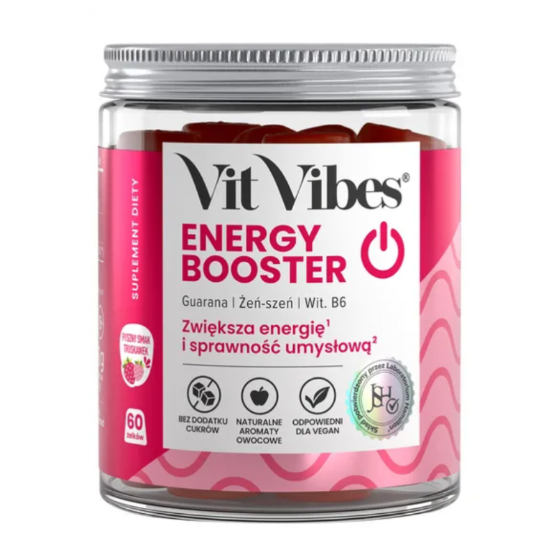 Vit Vibes Energy Booster żelki o smaku truskawkowym, 60 szt.
