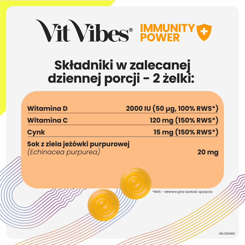 Vit Vibes Immunity Power żelki o smaku cytryna-marakuja, 60 szt.