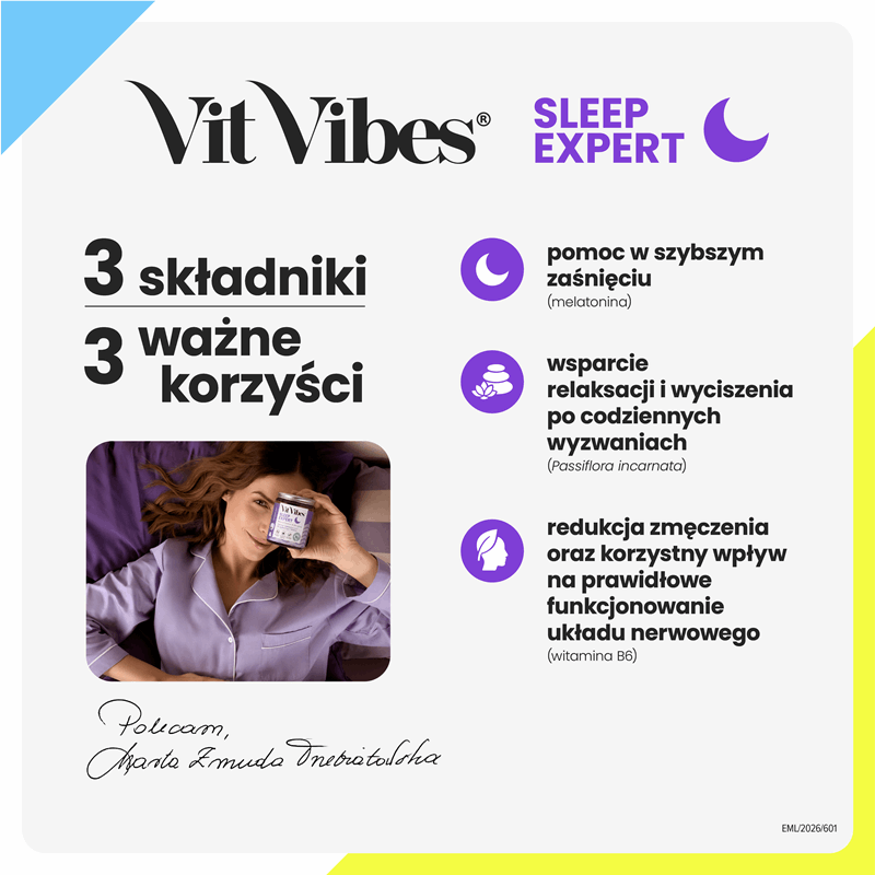 Vit Vibes Sleep Expert żelki o smaku jagodowym z nutą lawendy, 60 szt.