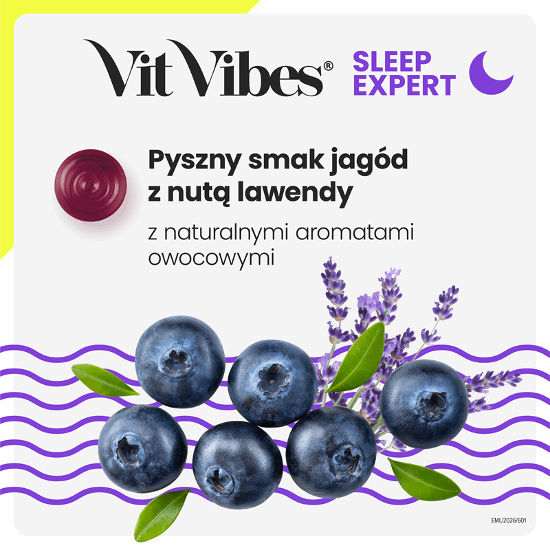 Vit Vibes Sleep Expert żelki o smaku jagodowym z nutą lawendy, 60 szt.