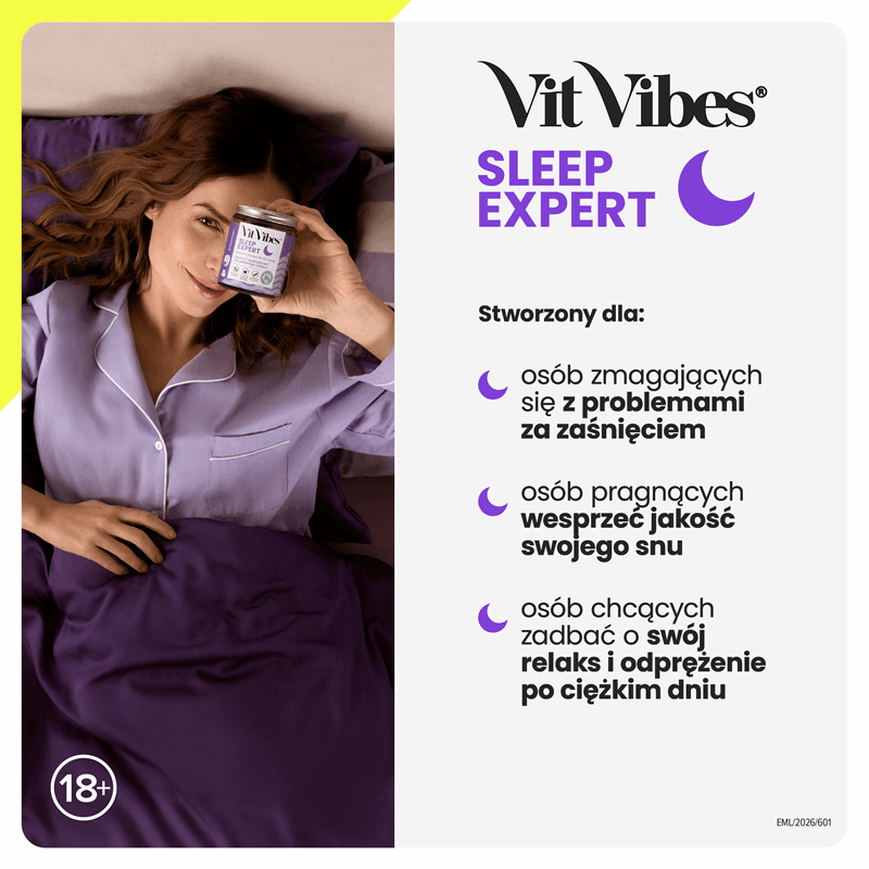 Vit Vibes Sleep Expert żelki o smaku jagodowym z nutą lawendy, 60 szt.