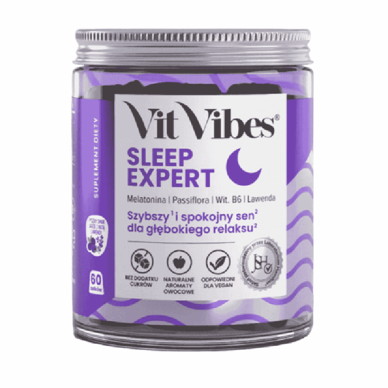 Vit Vibes Sleep Expert żelki o smaku jagodowym z nutą lawendy, 60 szt.