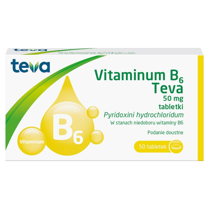 Vitaminum B6 Teva 50 mg tabletki na niedobór witaminy B6, 50 szt.