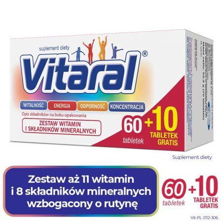 Vitaral 70 tabletek (60 tabletek + 10 tabletek gratis)