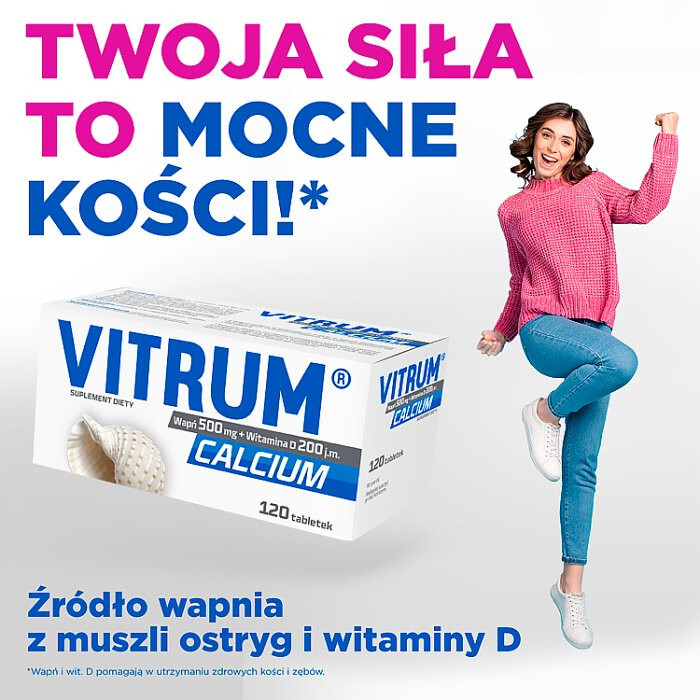 Vitrum Calcium tabletki wapń 500 mg + witamina D 200 j.m., 120 szt.