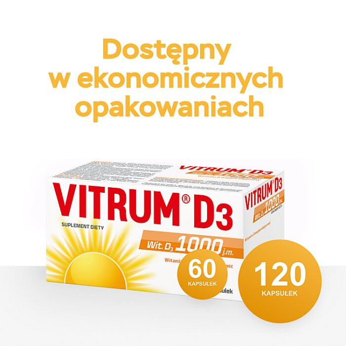 Vitrum D3 1000 kapsułki na niedobory witaminy D, 60 szt.