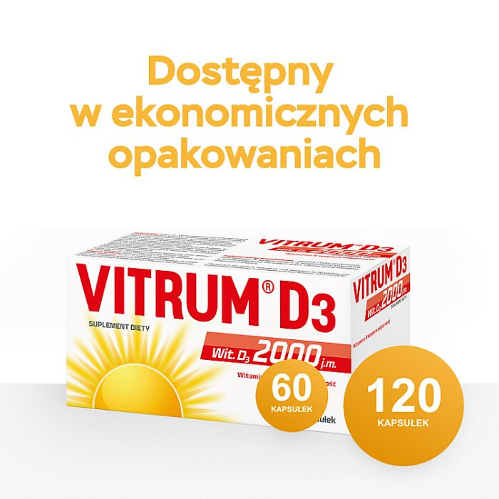 Vitrum D3 2000 kapsułki na niedobory witaminy D, 60 szt.
