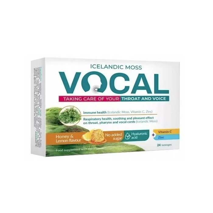 Vocal pastylki do ssania o smaku miodowo-cytrynowym, 24 szt.