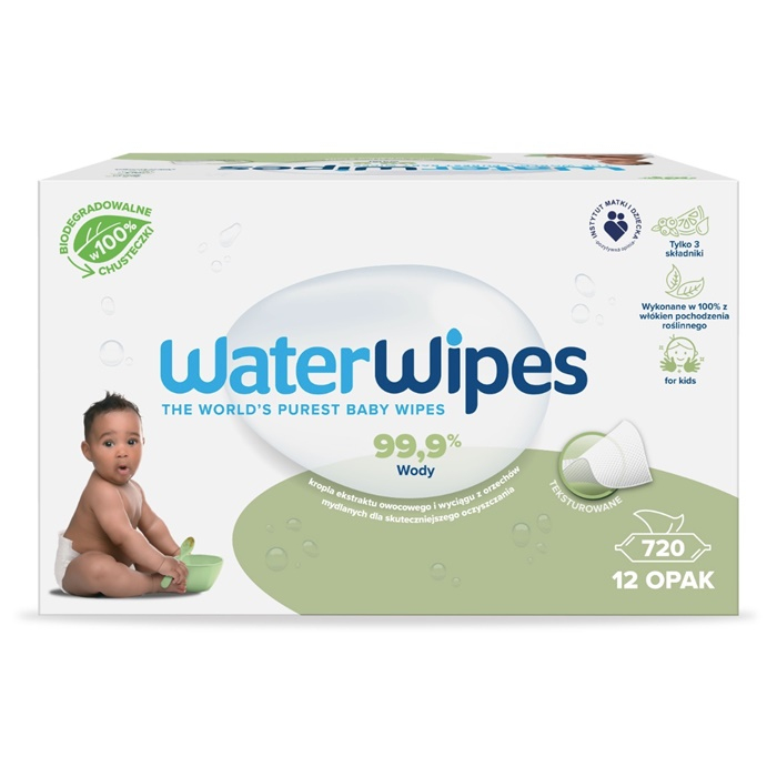 WaterWipes Soapberry Bio chusteczki z wyciągiem z orzechów mydlanych, 12 x 60 szt.