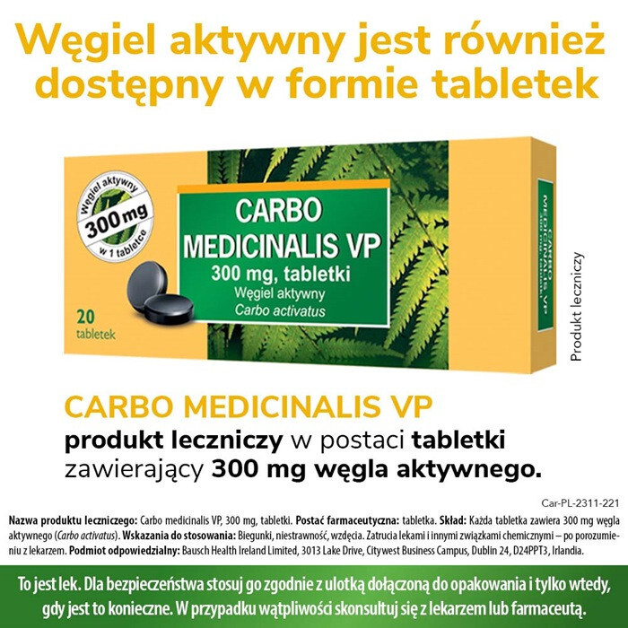 Węgiel leczniczy VP 200 mg 20 kapsułek / Biegunka