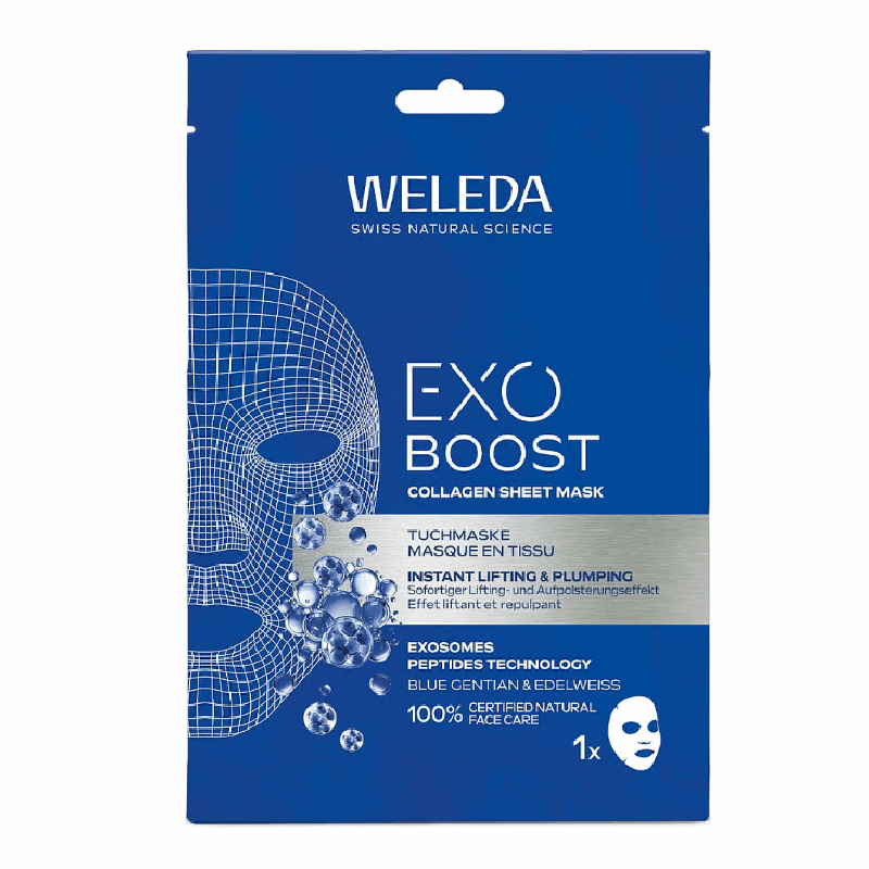 Weleda Exo Boost Kolagenowa maseczka w płachcie z goryczką letnią i szarotką alpejską, 20 ml