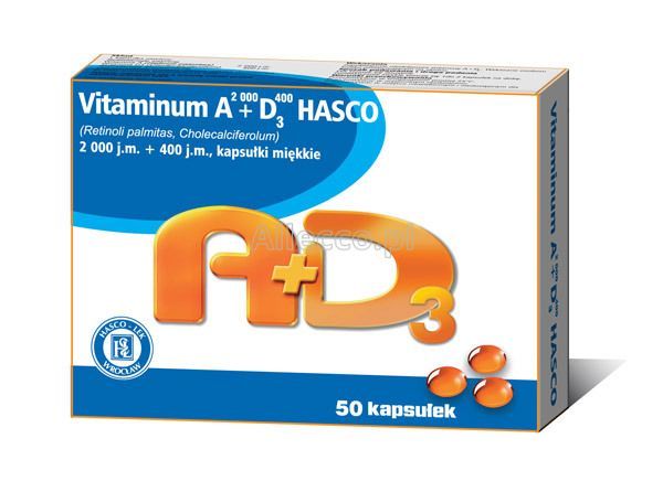 Witamina A+D3 (2000j.m.A+400j.m.D3) 50 kaps.