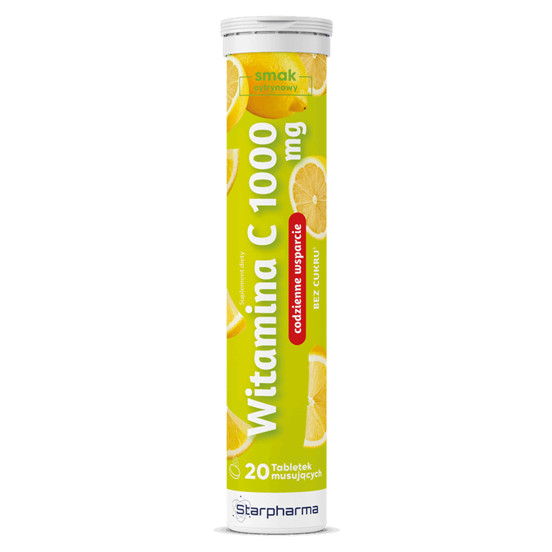 Witamina C 1000 mg tabletki musujące o smaku cytrynowym, 20 szt.