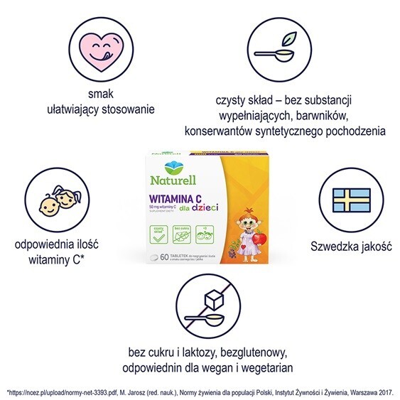 Witamina C dla dzieci pastylki do ssania, 60 szt.