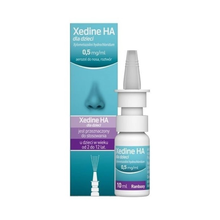 Xedine HA dla dzieci 0,5 mg/ml, aerozol do nosa na katar i zatoki, 10 ml