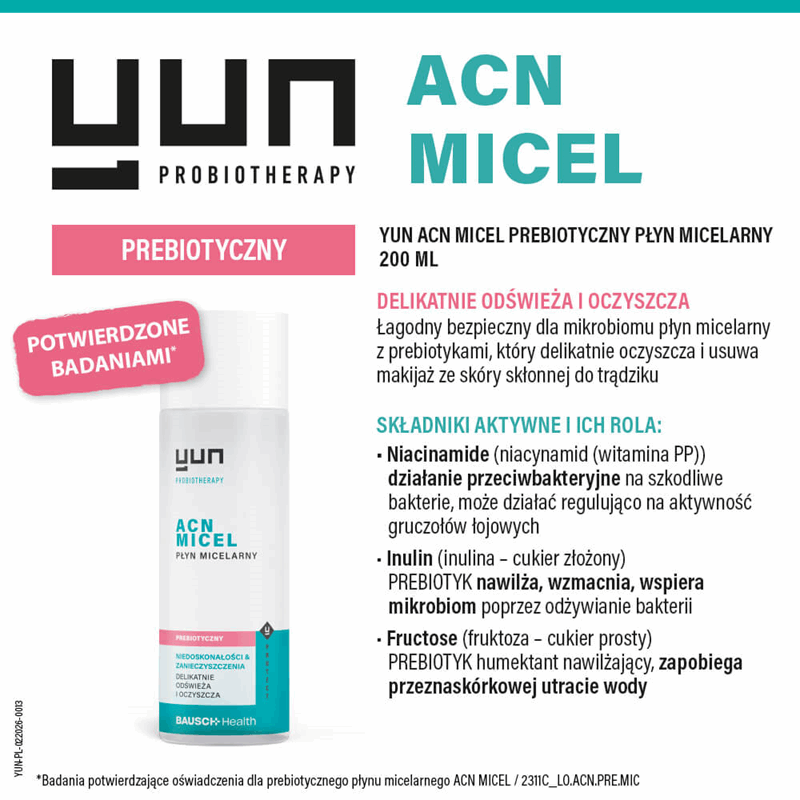 Yun ACN Miceral płyn micelarny prebiotyczny, 200 ml