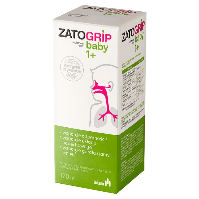 Zatogrip Baby 1+ syrop dla dzieci o smaku malinowym, 120 ml