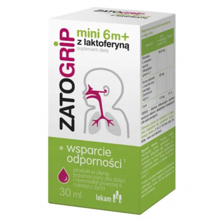 Zatogrip Mini 6m+ z laktoferyną krople dla dzieci, 30 ml