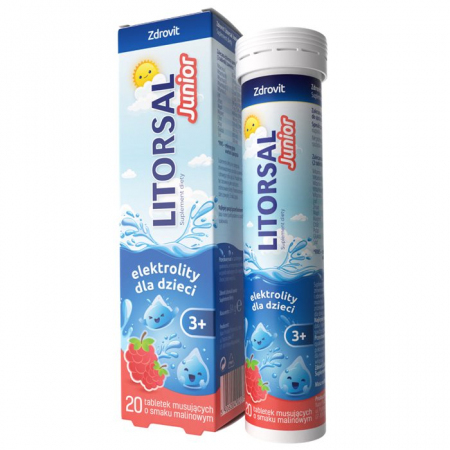 Zdrovit Litorsal Junior o smaku malinowym tabletki musujące, 20 szt.