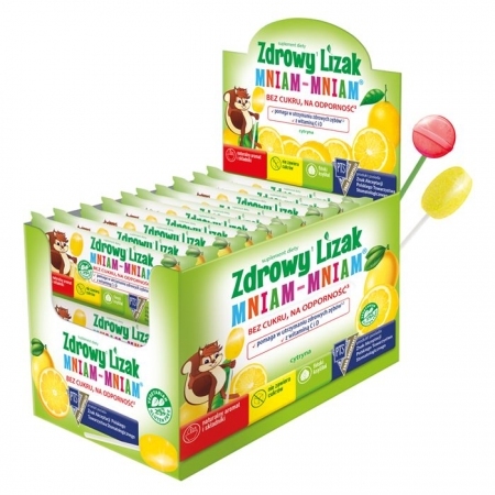 Zdrowy Lizak Mniam-Mniam Cytryna 40 sztuk (lizak kulka)