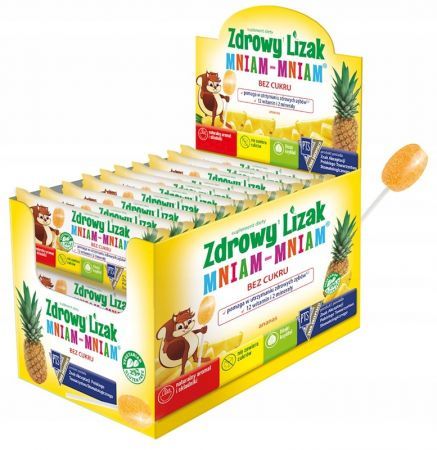 Zdrowy Lizak Mniam-Mniam - smak ananasowy 40 szt.