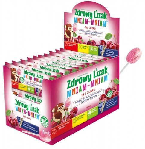 Zdrowy Lizak Mniam-Mniam - smak musującej wiśni 40 szt.