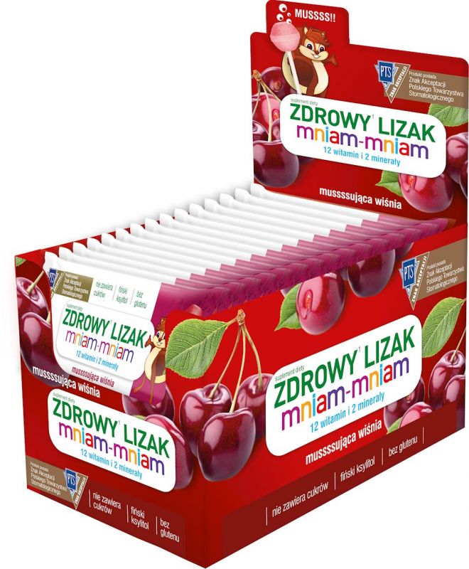 Zdrowy Lizak Mniam-Mniam - smak musującej wiśni 40 szt.